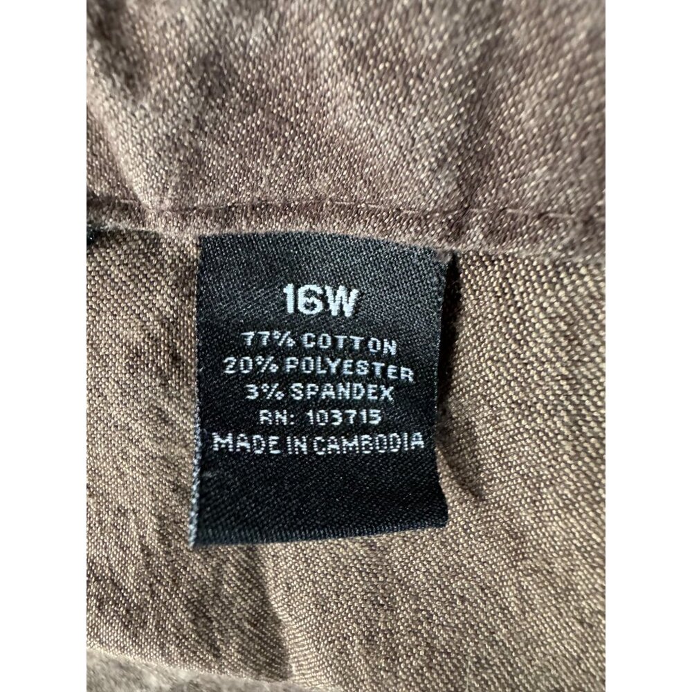Larry Levine Womens Stretch Pants 16W Brown Cotton Blend Made In Cambodia - Picture 11 of 16